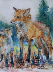 Terri Gordon, "Fox and Kit" Terri Gordon, "Fox and Kit" Watercolor, 15X22, $825