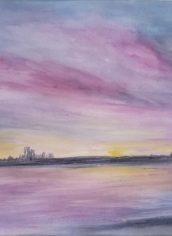 Farida Hakim, "Sunst at Alki" Farida Hakim, "Sunst at Alki" Watercolor, 11X14, $95