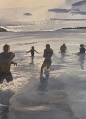 Gill McKinstry, "Puget Sound Plunge, New Years Day" Gill McKinstry, "Puget Sound Plunge, New Years Day" Watercolor, 11X15, $150