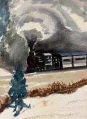 Gill McKinstry, "Steam Locomotive, Cross Country" Gill McKinstry, "Steam Locomotive, Cross Country" Watercolor, 11X15, $150