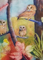 Shirly Rudolf "Hoo!Hoo!Hoo!" Shirly Rudolf "Hoo!Hoo!Hoo!" Watercolor, 20X16, $375