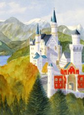 Roger Baker, "Neuschwanstein Castle" Roger Baker, "Neuschwanstein Castle" Watercolor, 11 x 14, NFS