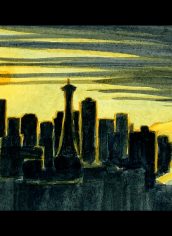 Roger Baker, "Seatte Moonlight" Roger Baker, "Seatte Moonlight" Watercolor, 4x5, $110