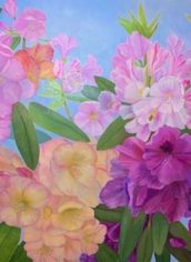Jean Beuoy, "Rhodies" Jean Beuoy, "Rhodies" Oil on Canvas, 38x46, $600