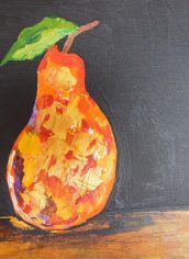 Teresa D'Ambrosio, "Metallic Pear" Teresa D'Ambrosio, "Metallic Pear" Acrylic/metal acrylic, 10x10, $75