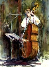 Terri Gordon, "Bass Man" Terri Gordon, "Bass Man" Watercolor, 15x22, $525