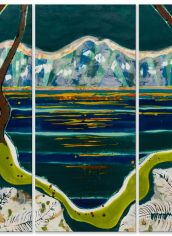 Joy Hagen, "Across the Sound" Joy Hagen, "Across the Sound" Encaustic & Paper on Board, 38x56, $3,800