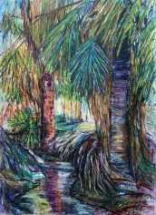 Dianna Hofbeck, "Palm Oasis" Dianna Hofbeck, "Palm Oasis" Intense Pencil & Acrylic on Paper, 29x21, $350