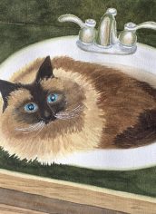 Roger Baker, "Comfy Cat" Roger Baker, "Comfy Cat" Watercolor, 11 x 14, $245