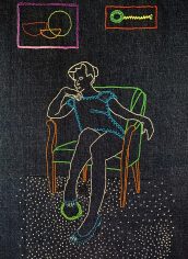 Laura Grover
"Stitched Thoughts" Laura Grover Stitched Thoughts Cotton threads on denim 24X16 $200